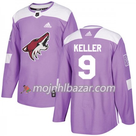 Dresovi Arizona Coyotes Clayton Keller 9 Adidas 2017-2018 Purpurna Fights Cancer Practice Authentic - Muške